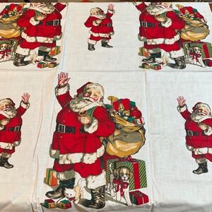 Vintage Santa Claus Fabric Panel Christmas Holiday Decor Crafting Projects